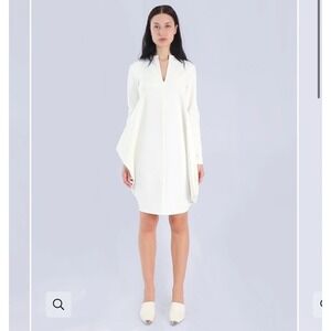 Marie Saint Pierre Ashes Dress Size 4 Asymmetrical Fine Scuba Mini Dress Pockets